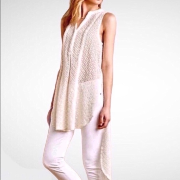 HD in Paris Anthropologie High Low Tunic in Cream - Picture 2 of 11